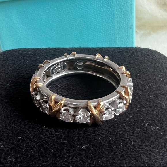 Jean Schlumberger by Tiffany Sixteen Stone Gold Platinum Diamonds Ring w/ Box 7 - Picture 8 of 11